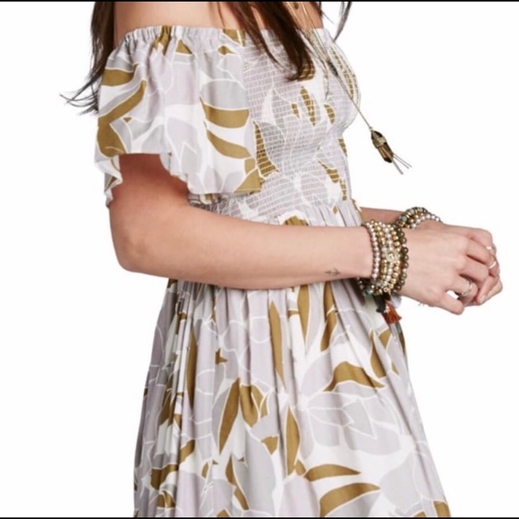 Free People Louise Smocked Off the Shoulder Mini - Picture 4 of 9